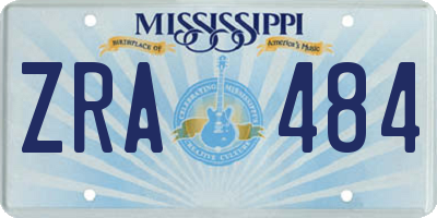 MS license plate ZRA484