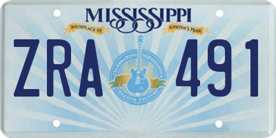 MS license plate ZRA491