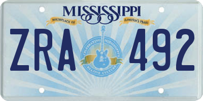 MS license plate ZRA492