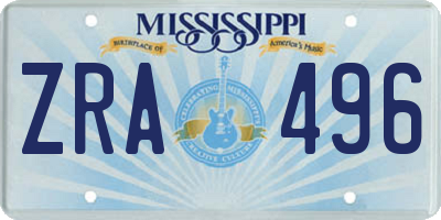 MS license plate ZRA496