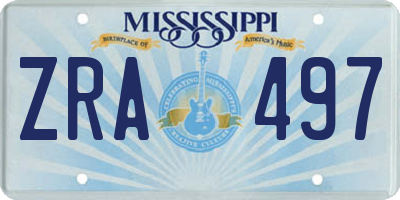 MS license plate ZRA497