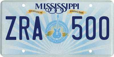 MS license plate ZRA500