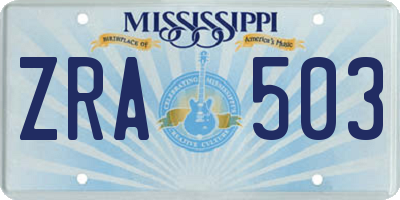MS license plate ZRA503