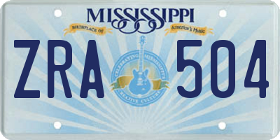 MS license plate ZRA504