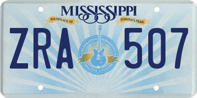 MS license plate ZRA507