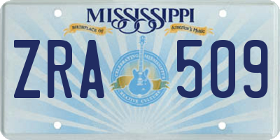 MS license plate ZRA509