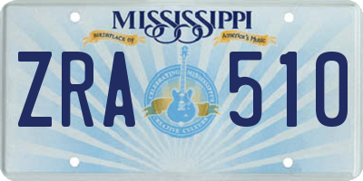 MS license plate ZRA510