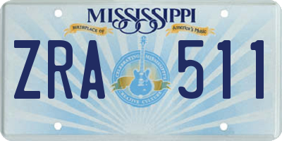 MS license plate ZRA511