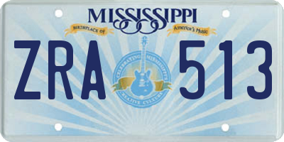 MS license plate ZRA513