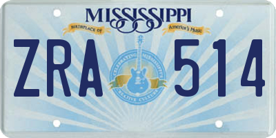 MS license plate ZRA514