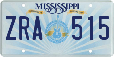 MS license plate ZRA515