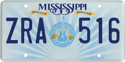 MS license plate ZRA516