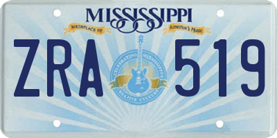 MS license plate ZRA519