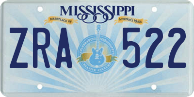 MS license plate ZRA522