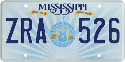 MS license plate ZRA526