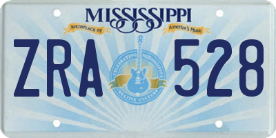 MS license plate ZRA528