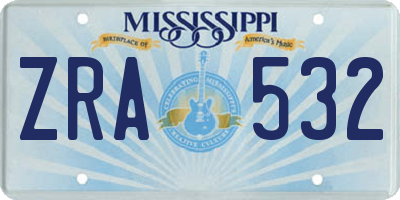 MS license plate ZRA532