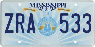 MS license plate ZRA533