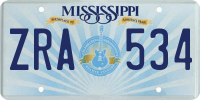 MS license plate ZRA534
