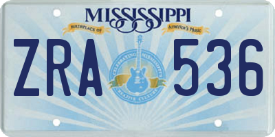MS license plate ZRA536
