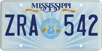 MS license plate ZRA542