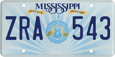 MS license plate ZRA543