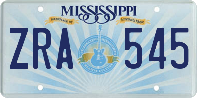 MS license plate ZRA545