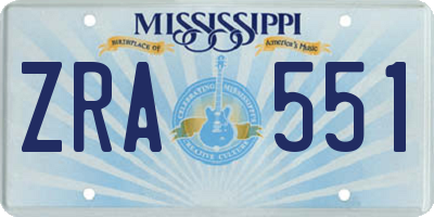 MS license plate ZRA551