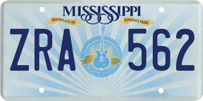 MS license plate ZRA562