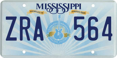 MS license plate ZRA564