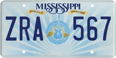 MS license plate ZRA567