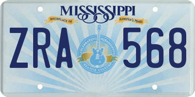 MS license plate ZRA568