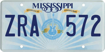 MS license plate ZRA572