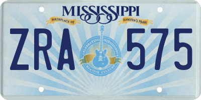 MS license plate ZRA575