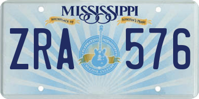 MS license plate ZRA576