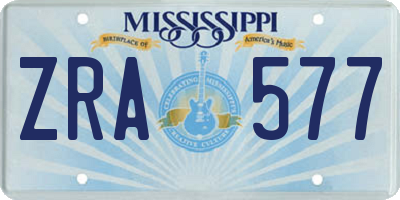 MS license plate ZRA577