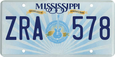 MS license plate ZRA578
