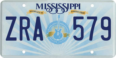 MS license plate ZRA579