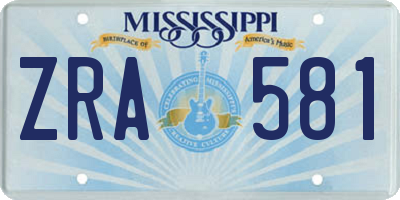 MS license plate ZRA581