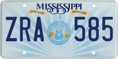 MS license plate ZRA585