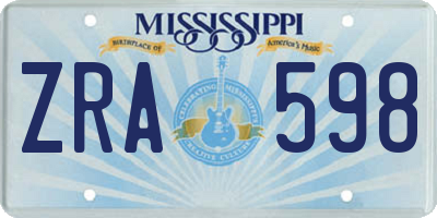 MS license plate ZRA598