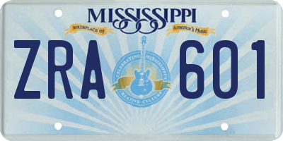 MS license plate ZRA601