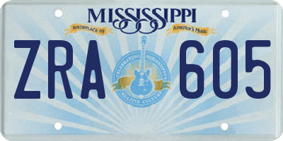 MS license plate ZRA605