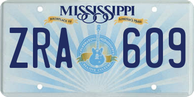 MS license plate ZRA609