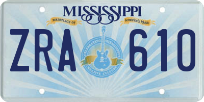 MS license plate ZRA610