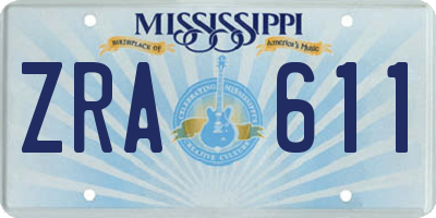 MS license plate ZRA611