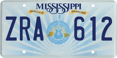 MS license plate ZRA612