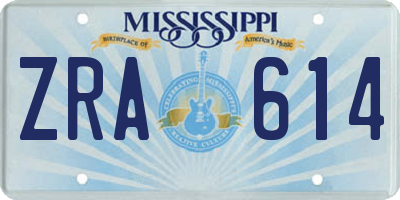 MS license plate ZRA614