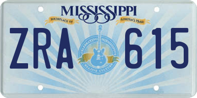 MS license plate ZRA615