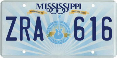 MS license plate ZRA616